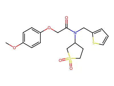 N-(1,1-dioxidotetrahydrothiophen-3-yl)-2-(4-methoxyphenoxy)-N-(thiophen-2-ylmethyl)acetamide structure