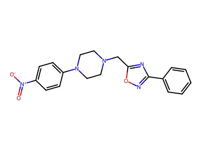 1-(4-Nitrophenyl)-4-[(3-phenyl-1,2,4-oxadiazol-5-yl)methyl]piperazine structure