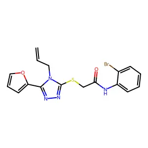 N-(2-bromophenyl)-2-{[5-(furan-2-yl)-4-(prop-2-en-1-yl)-4H-1,2,4-triazol-3-yl]sulfanyl}acetamide structure