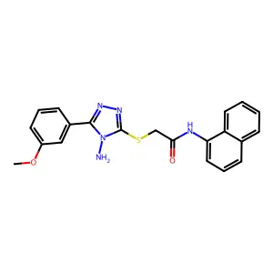 2-[4-amino-5-(3-methoxyphenyl)(1,2,4-triazol-3-ylthio)]-N-naphthylacetamide structure