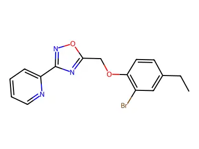 5-[(2-Bromo-4-ethylphenoxy)methyl]-3-pyridin-2-yl-1,2,4-oxadiazole structure