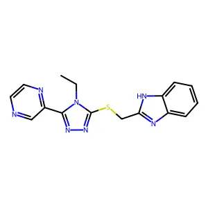 1H-Benzimidazol-2-ylmethyl 4-ethyl-5-(2-pyrazinyl)-4H-1,2,4-triazol-3-YL sulfide structure