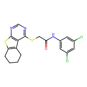 N-(3,5-dichlorophenyl)-2-(5,6,7,8-tetrahydro[1]benzothieno[2,3-d]pyrimidin-4-ylsulfanyl)acetamide structure