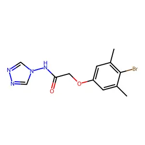 2-(4-bromo-3,5-dimethylphenoxy)-N-(4H-1,2,4-triazol-4-yl)acetamide structure