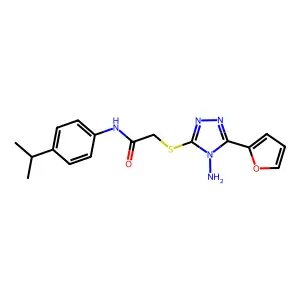 2-{[4-amino-5-(furan-2-yl)-4H-1,2,4-triazol-3-yl]sulfanyl}-N-[4-(propan-2-yl)phenyl]acetamide structure