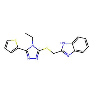 2-({[4-ethyl-5-(thiophen-2-yl)-4H-1,2,4-triazol-3-yl]sulfanyl}methyl)-1H-benzimidazole structure
