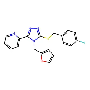 3-[(4-Fluorophenyl)methylthio]-4-(2-furylmethyl)-5-(2-pyridyl)-1,2,4-triazole structure