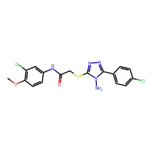 2-{[4-amino-5-(4-chlorophenyl)-4H-1,2,4-triazol-3-yl]sulfanyl}-N-(3-chloro-4-methoxyphenyl)acetamide structure