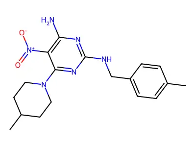 N2-(4-methylbenzyl)-6-(4-methylpiperidin-1-yl)-5-nitropyrimidine-2,4-diamine structure