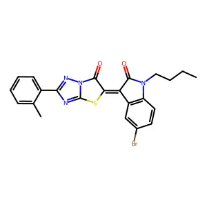 (3Z)-5-bromo-1-butyl-3-[2-(2-methylphenyl)-6-oxo[1,3]thiazolo[3,2-b][1,2,4]triazol-5(6H)-ylidene]-1,3-dihydro-2H-indol-2-one structure
