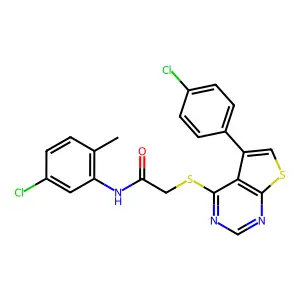 N-(5-chloro-2-methylphenyl)-2-{[5-(4-chlorophenyl)thieno[2,3-d]pyrimidin-4-yl]sulfanyl}acetamide structure