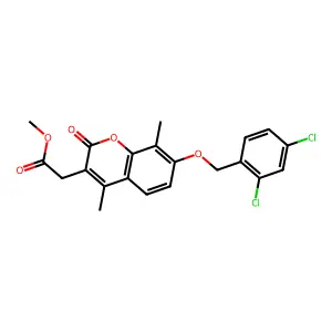 methyl {7-[(2,4-dichlorobenzyl)oxy]-4,8-dimethyl-2-oxo-2H-chromen-3-yl}acetate structure