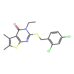 2-((2,4-Dichlorobenzyl)thio)-3-ET-5,6-dimethylthieno(2,3-D)pyrimidin-4(3H)-one structure