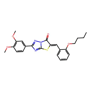 (5Z)-5-(2-butoxybenzylidene)-2-(3,4-dimethoxyphenyl)[1,3]thiazolo[3,2-b][1,2,4]triazol-6(5H)-one structure