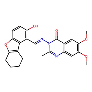 3-{(E)-[(2-Hydroxy-6,7,8,9-tetrahydrodibenzo[b,d]furan-1-yl) structure