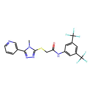 N-[3,5-bis(trifluoromethyl)phenyl]-2-(4-methyl-5-(3-pyridyl)(1,2,4-triazol-3-y lthio))acetamide structure