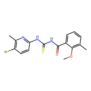 N-(5-bromo-6-methyl-2-pyridinyl)-N'-(2-methoxy-3-methylbenzoyl)thiourea structure