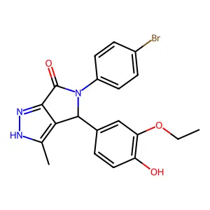 5-(4-bromophenyl)-4-(3-ethoxy-4-hydroxyphenyl)-3-methyl-4,5-dihydropyrrolo[3,4-c]pyrazol-6(1H)-one structure