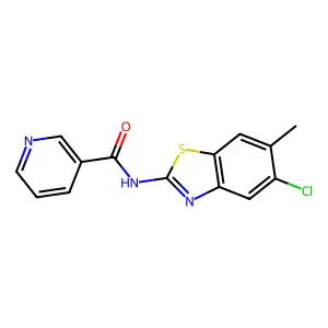 N-(5-chloro-6-methyl-1,3-benzothiazol-2-yl)pyridine-3-carboxamide structure