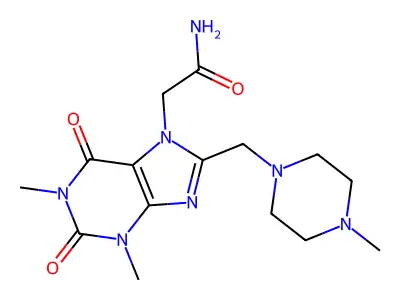 2-[1,3-Dimethyl-8-[(4-methylpiperazin-1-yl)methyl]-2,6-dioxopurin-7-yl]acetamide structure