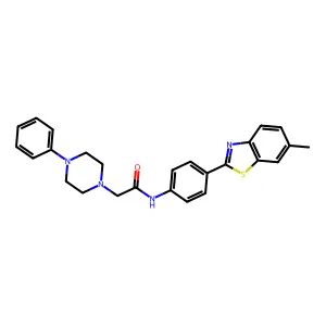 N-[4-(6-methyl-1,3-benzothiazol-2-yl)phenyl]-2-(4-phenylpiperazin-1-yl)acetamide structure