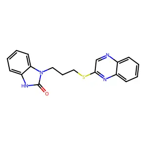 1-[3-(quinoxalin-2-ylsulfanyl)propyl]-1,3-dihydro-2H-benzimidazol-2-one structure