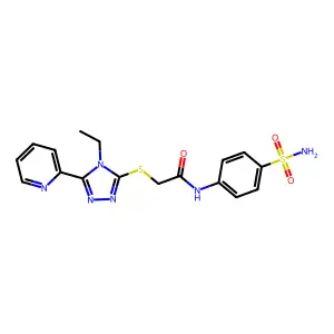 2-{[4-ethyl-5-(pyridin-2-yl)-4H-1,2,4-triazol-3-yl]sulfanyl}-N-(4-sulfamoylphenyl)acetamide structure