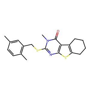 2-[(2,5-dimethylbenzyl)sulfanyl]-3-methyl-5,6,7,8-tetrahydro[1]benzothieno[2,3-d]pyrimidin-4(3H)-one structure