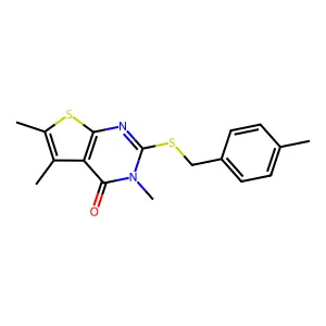 3,5,6-trimethyl-2-[(4-methylbenzyl)sulfanyl]thieno[2,3-d]pyrimidin-4(3H)-one structure