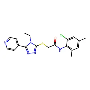 N-(2-chloro-4,6-dimethylphenyl)-2-{[4-ethyl-5-(pyridin-4-yl)-4H-1,2,4-triazol-3-yl]sulfanyl}acetamide structure