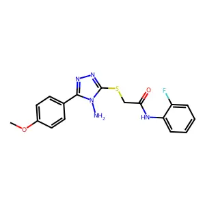 2-((4-amino-5-(4-methoxyphenyl)-4H-1,2,4-triazol-3-yl)thio)-N-(2-fluorophenyl)acetamide structure