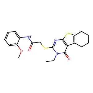 2-((3-Ethyl-4-oxo-3,4,5,6,7,8-hexahydrobenzo[4,5]thieno[2,3-d]pyrimidin-2-yl)thio)-N-(2-methoxyphenyl)acetamide structure