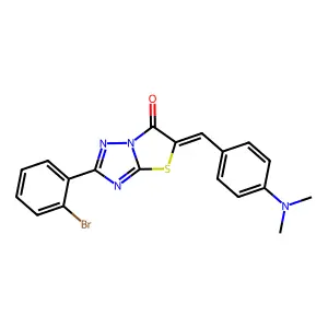 (5Z)-2-(2-bromophenyl)-5-[4-(dimethylamino)benzylidene][1,3]thiazolo[3,2-b][1,2,4]triazol-6(5H)-one structure
