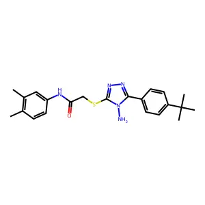 2-{4-amino-5-[4-(tert-butyl)phenyl](1,2,4-triazol-3-ylthio)}-N-(3,4-dimethylph enyl)acetamide structure