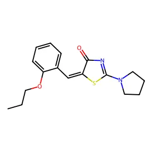 (E)-5-(2-propoxybenzylidene)-2-(pyrrolidin-1-yl)thiazol-4(5H)-one structure
