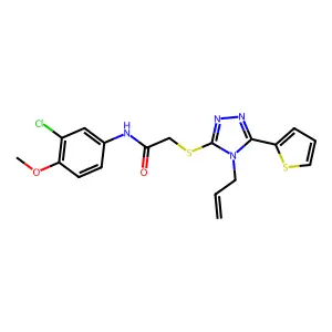 N-(3-chloro-4-methoxyphenyl)-2-{[4-(prop-2-en-1-yl)-5-(thiophen-2-yl)-4H-1,2,4-triazol-3-yl]sulfanyl}acetamide structure
