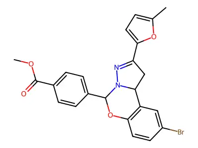 methyl 4-[9-bromo-2-(5-methyl-2-furyl)-1,10b-dihydropyrazolo[1,5-c][1,3]benzoxazin-5-yl]benzoate structure