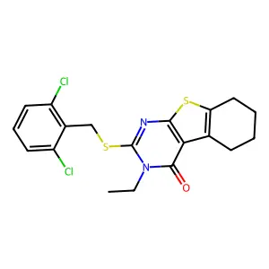 2-((2,6-Dichlorobenzyl)thio)-3-ethyl-5,6,7,8-tetrahydrobenzo[4,5]thieno[2,3-d]pyrimidin-4(3H)-one structure