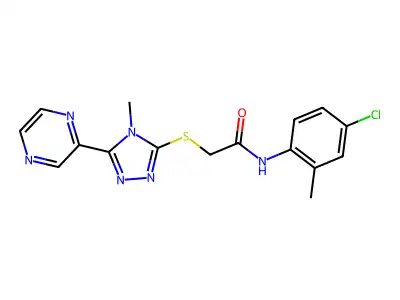 N-(4-chloro-2-methylphenyl)-2-{[4-methyl-5-(pyrazin-2-yl)-4H-1,2,4-triazol-3-yl]sulfanyl}acetamide structure