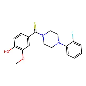 4-[4-(2-Fluorophenyl)piperazin-4-ium-1-carbothioyl]-2-methoxyphenolate structure