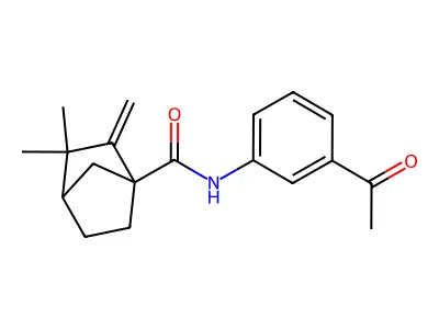 N-(3-acetylphenyl)-3,3-dimethyl-2-methylenebicyclo[2.2.1]heptane-1-carboxamide structure