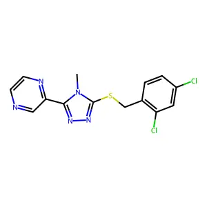 3-[(2,4-Dichlorophenyl)methylthio]-4-methyl-5-pyrazin-2-yl-1,2,4-triazole structure