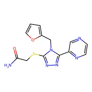 2-{[4-(furan-2-ylmethyl)-5-(pyrazin-2-yl)-4H-1,2,4-triazol-3-yl]sulfanyl}acetamide structure