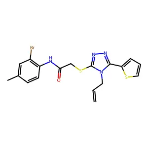 N-(2-bromo-4-methylphenyl)-2-{[4-(prop-2-en-1-yl)-5-(thiophen-2-yl)-4H-1,2,4-triazol-3-yl]sulfanyl}acetamide structure