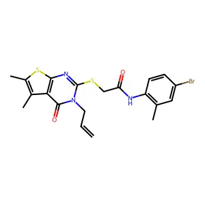 N-(4-bromo-2-methylphenyl)-2-{[5,6-dimethyl-4-oxo-3-(prop-2-en-1-yl)-3,4-dihydrothieno[2,3-d]pyrimidin-2-yl]sulfanyl}acetamide structure
