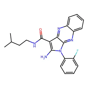 2-amino-1-(2-fluorophenyl)-N-isopentyl-1H-pyrrolo[2,3-b]quinoxaline-3-carboxamide structure