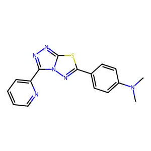 N,N-dimethyl-4-(3-pyridin-2-yl-[1,2,4]triazolo[3,4-b][1,3,4]thiadiazol-6-yl)aniline structure