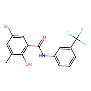 Benzamide, 5-bromo-2-hydroxy-3-methyl-N-(3-(trifluoromethyl)phenyl)- structure