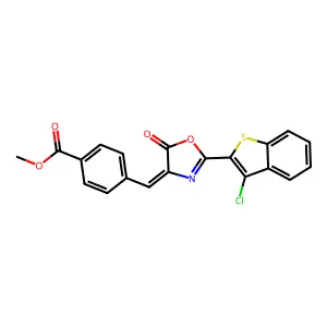 methyl 4-{[2-(3-chloro-1-benzothien-2-yl)-5-oxo-1,3-oxazol-4(5H)-ylidene]methyl}benzoate structure