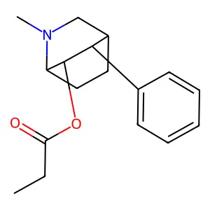 2-Azabicyclo(2.2.2)octan-6-ol, 2-methyl-6-trans-phenyl-, cis-propionate structure